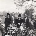 Cora Mae Brantley, Loy Braswell, Aunt Stella Broadwell, Uncle Walter Braswell at Grandma Braswell's grave after burial 1945
