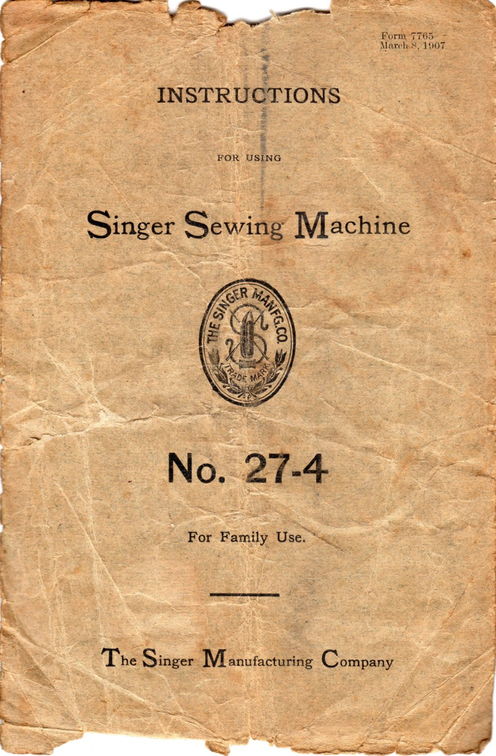 Singer 27-4 manual - cover page