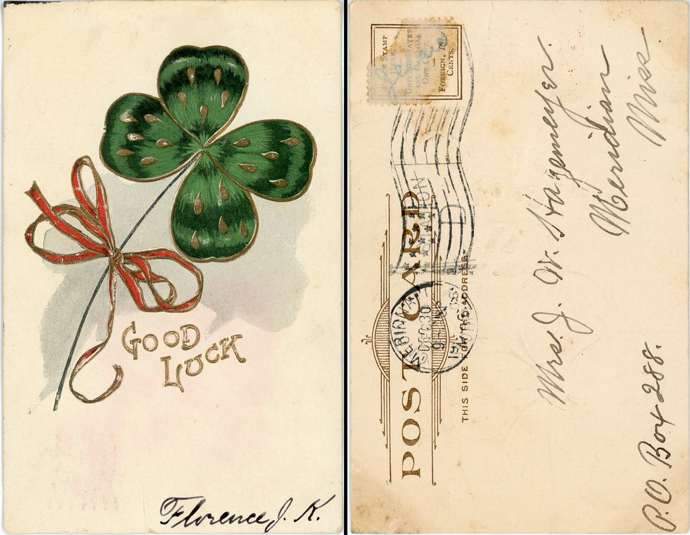 1906 Good Luck shamrock to Jessie from Florence.jpg